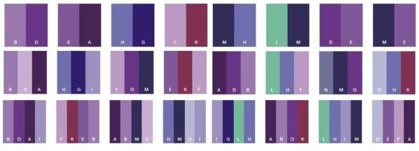 Combinaisons classiques de violet avec d'autres couleurs