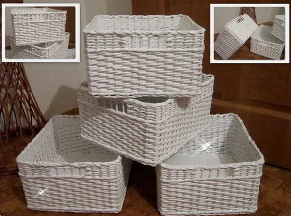 Серия от еднакви кошници от хартиени тръби - функционални и красиви