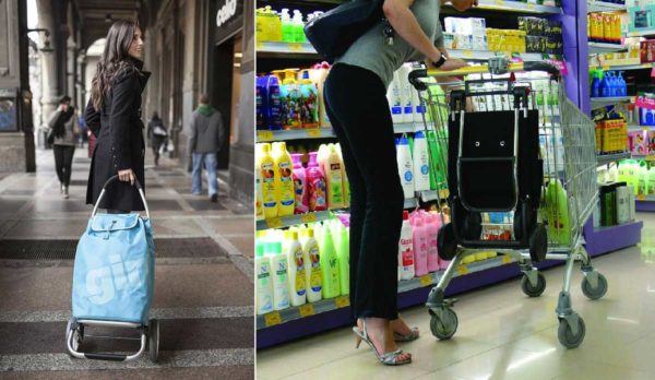 La borsa shopping trolley su ruote è tornata di moda