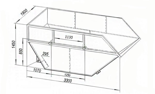 disegno di un bunker per 8 metri cubi